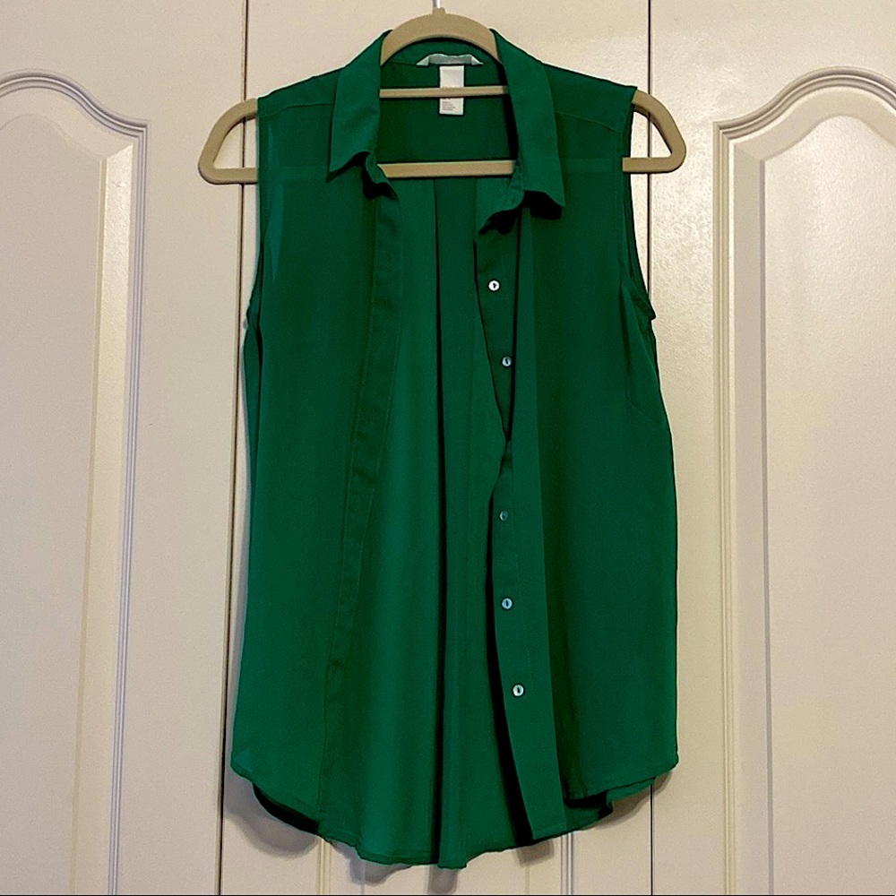 H&M Green Sleeveless Blouse